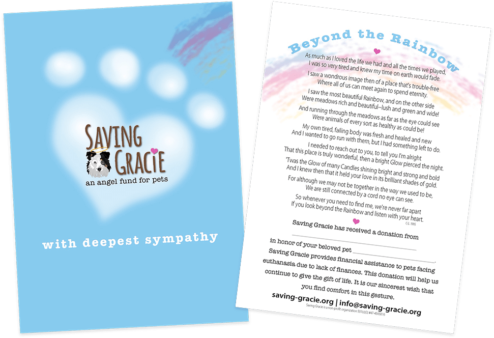 Saving Gracie Pet Sympathy Memorial Card