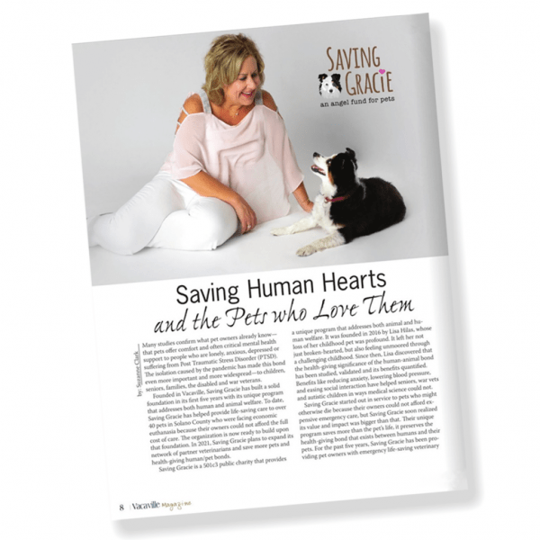 How Saving Gracie is Healing Human Hearts and the Pets Who Love Them in Vacaville Magazine!
